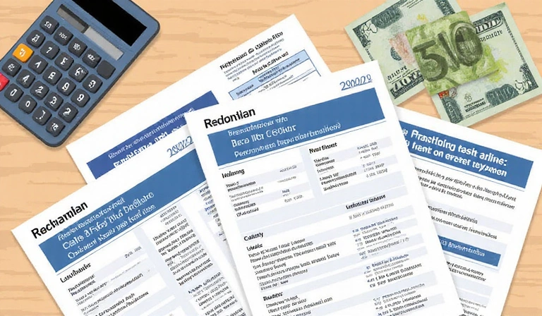 Illustration of tax documents and calculator