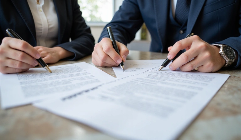 Illustration of contract signing