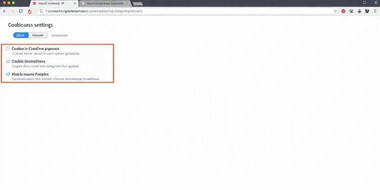 Browser settings showing cookie management options