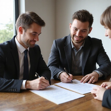 Couple signing closing documents