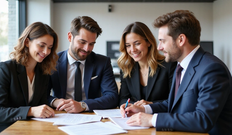 Legal professionals reviewing real estate documents