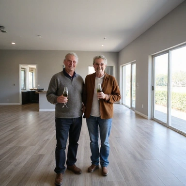 Senior couple celebrating home purchase